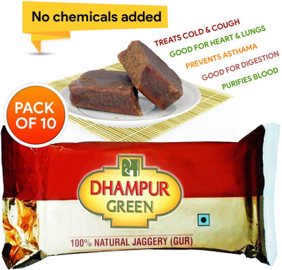 Dhampur Green (Pack of 10) Jaggery(220 g, Pack of 10)