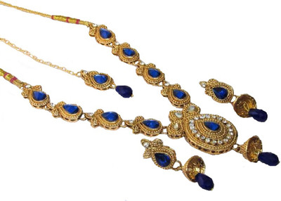 SHREE MAULI CREATION Alloy Blue, Gold Jewellery Set(Pack of 1)