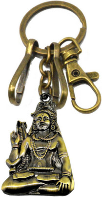 faynci Lord Shiva (Bholenath) Antique Golden Decorative Key Chain for Gifting, Good Luck and Protection Key Chain