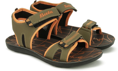 

Bata Boys Velcro Sports Sandals(Brown, Grey