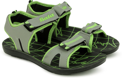 

Bata Boys Velcro Sports Sandals(Grey, Green