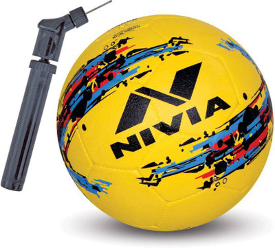 

Nivia Combo of Three, One Storm (White or Yellow) Football, One double action air inflation Pump and 2 Needles. Football Kit