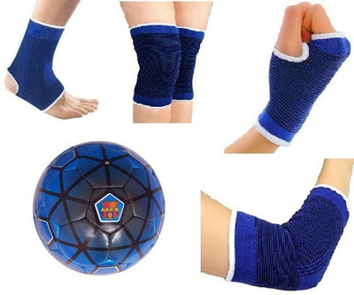 

Aks DARK BLUE FCB FOOTBALL WITH NEE,ANKLE,PALM,ELBOW COMBO(KIT) FOOTBALL SIZE 5 Football Kit