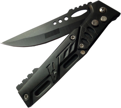 

MAMTA 22cm Folding Knife For Camping and Survival Black With Push/Lock Button Pocket Knife(Black)