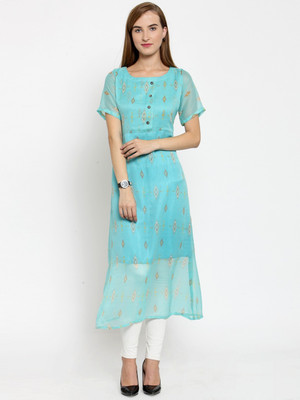 Enchanted Drapes Women Printed A-line Kurta(Blue)
