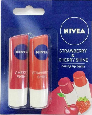 

Nivea Strawberry&Cherry Shine Caring Lip Balm Strawberry, Cherry(Pack of: 2, 9.6 g)