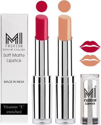 

MI Fashion Color Riche Creme Matte Sexy Lipsticks(Dark Magenta,Nude)