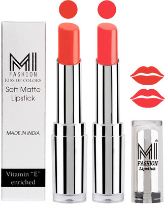 

MI Fashion Color Riche Creme Matte Sexy Lipsticks(Coral Glamour,Pink Wink)