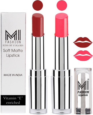 

MI Fashion Color Riche Creme Matte Sexy Lipsticks(Brown Sugar,Peach)