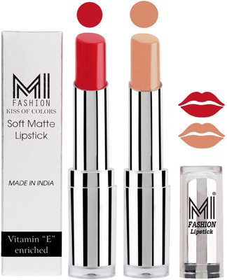 

MI Fashion Color Riche Creme Matte Sexy Lipsticks(Romantic Red,Nude)
