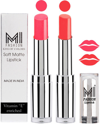 

MI Fashion Color Riche Creme Matte Sexy Lipsticks(Peach,Pink Wink)
