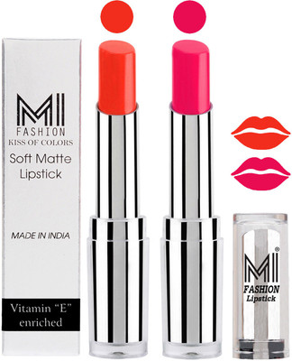 

MI Fashion Color Riche Creme Matte Sexy Lipsticks(Orange Crush,Rosy Pink)
