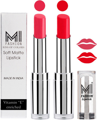 

MI Fashion Color Riche Creme Matte Sexy Lipsticks(Magenta,Reddish Orange)