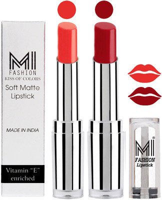 

MI Fashion Color Riche Creme Matte Sexy Lipsticks(Orange Fever,Dry Red)
