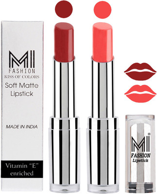 

MI Fashion Color Riche Creme Matte Sexy Lipsticks(Brown Sugar,Peach Crush)
