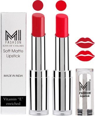 

MI Fashion Color Riche Creme Matte Sexy Lipsticks(Romantic Red,Reddish Orange)