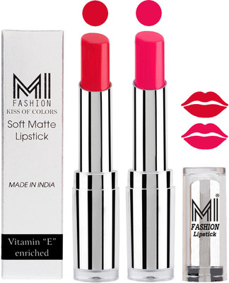 

MI Fashion Color Riche Creme Matte Sexy Lipsticks(Red Bomber,Rosy Pink)
