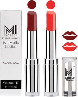 

MI Fashion Color Riche Creme Matte Sexy Lipsticks(Maroon Rebel,Orange Fever)