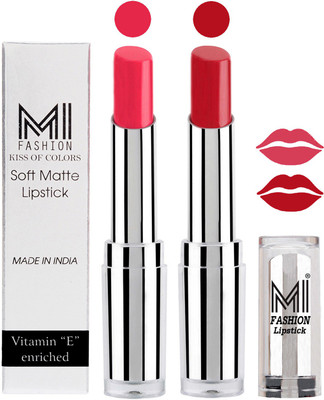 

MI Fashion Color Riche Creme Matte Sexy Lipsticks(Magenta,Red Alert)