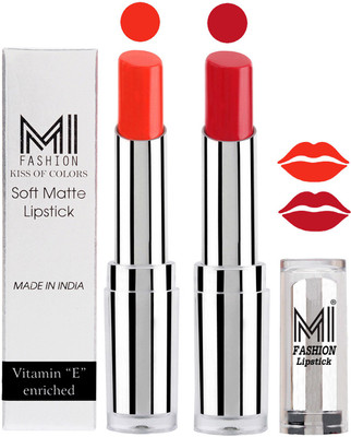 

MI Fashion Color Riche Creme Matte Sexy Lipsticks(Orange Crush,Romantic Red)