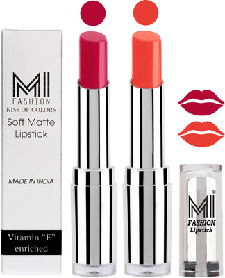 

MI Fashion Color Riche Creme Matte Sexy Lipsticks(Dark Magenta,Coral Glamour)