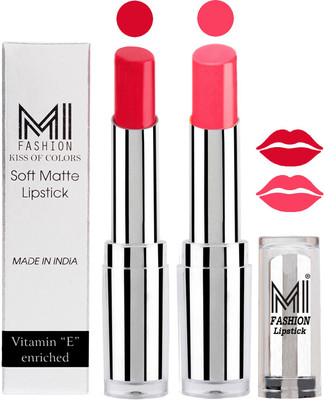

MI Fashion Color Riche Creme Matte Sexy Lipsticks(Red Bomber,Peach)