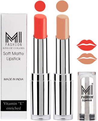 

MI Fashion Color Riche Creme Matte Sexy Lipsticks(Coral Glamour,Nude)