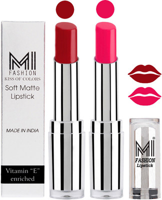 

MI Fashion Color Riche Creme Matte Sexy Lipsticks(Dry Red,Rosy Pink)