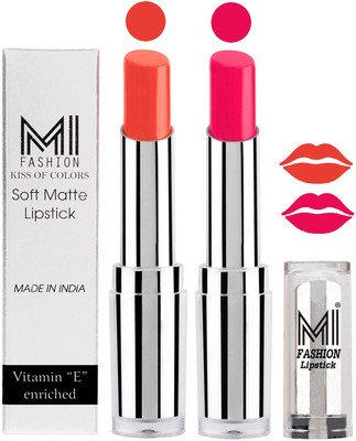 

MI Fashion Color Riche Creme Matte Sexy Lipsticks(Coral Glamour,Rosy Pink)