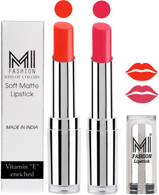 

MI Fashion Color Riche Creme Matte Sexy Lipsticks(Orange Crush,Magenta)