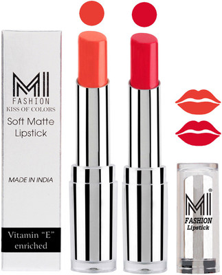 

MI Fashion Color Riche Creme Matte Sexy Lipsticks(Coral Glamour,Red Bomber)