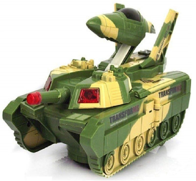 

New Pinch Automatic Convertible Tank & Jet Fighter Airplane Toy with Lights and Shooting Music for Kids(Multicolor)