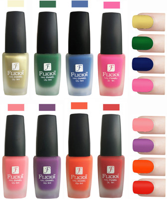 

Flickr Velvet Matte Nail Polish Combo Golden,Green,Blue,Pink,Peach,Purple,Orange,Red(Pack of 8)