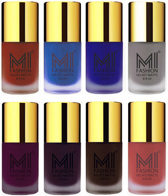 

MI Fashion Unique Velvet Matte Nail Polish Sets Cosmetics Nail Paint Cherry Red,Navy Blue,Royal Blue,Grey,Purple,Dark Purple,Dark Brown,Light Peach(Pack of 8)