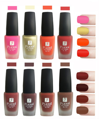 

Flickr Velvet Matte Nail Polish Combo Pink,Golden,Orange,Red,Reddish Maroon,Maroon,Nude,Brown(Pack of 8)