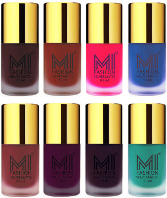 

MI Fashion Unique Velvet Matte Nail Polish Sets Cosmetics Nail Paint Wine,Red,Neon Pink,Navy Blue,Maroon,Purple,Dark Purple,Sky Blue(Pack of 8)