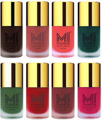 

MI Fashion Unique Velvet Matte Nail Polish Sets Cosmetics Nail Paint Dark Brown,Light Peach,Neon Orange,Dark Green,Green,Tomato Red,Maroon,Pink(Pack of 8)