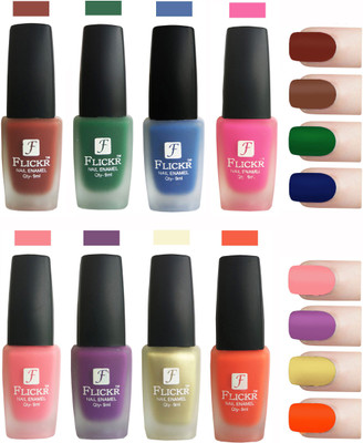 

Flickr Velvet Matte Nail Polish Combo Nude,Brown,Green,Blue,Pink,Peach,Purple,Golden(Pack of 8)