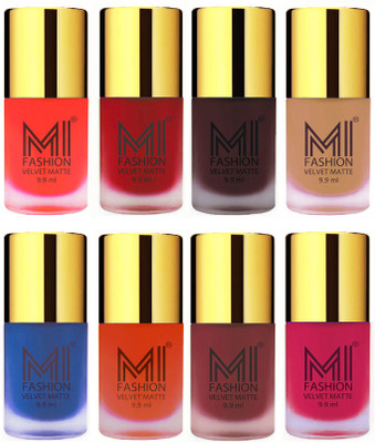 

MI Fashion Unique Velvet Matte Nail Polish Sets Cosmetics Nail Paint Orange,Tomato Red,Wine,Nude,Navy Blue,Orange,Maroon,Pink(Pack of 8)