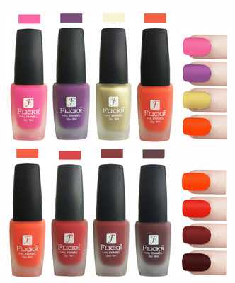 

Flickr Velvet Matte Nail Polish Combo Pink,Purple,Golden,Orange,Red,Reddish Maroon,Marron,Nude(Pack of 8)