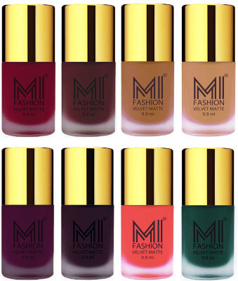 

MI Fashion Unique Velvet Matte Nail Polish Sets Cosmetics Nail Paint Mauve,Red Wine,Dark Nude,Nude,Purple,Dark Purple,Neon Orange,Dark Green(Pack of 8)