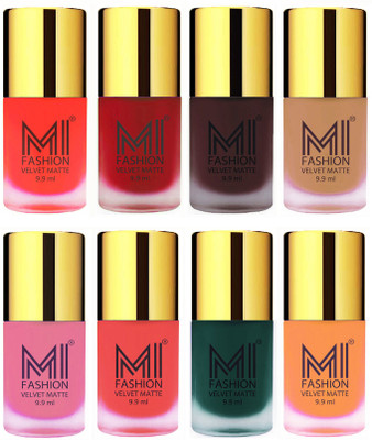 

MI Fashion Unique Velvet Matte Nail Polish Sets Cosmetics Nail Paint Orange,Tomato Red,Wine,Nude,Baby Pink,Neon Orange,Dark Green,Saffron Orange(Pack of 8)