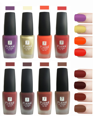 

Flickr Velvet Matte Nail Polish Combo Purple,Golden,Orange,Red,Reddish Maroon,Maroon,Nude,Brown(Pack of 8)