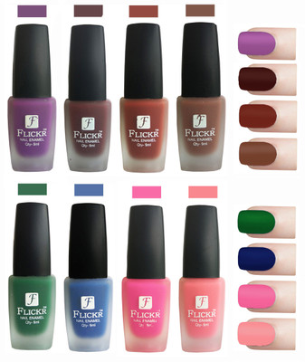 

Flickr Velvet Matte Nail Polish Combo Purple,Maroon,Nude,Brown,Green,Blue,Pink,Peach(Pack of 8)