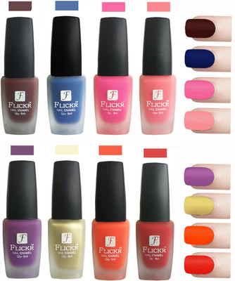

Flickr Velvet Matte Nail Polish Combo Maroon,Blue,Pink,Peach,Purple,Golden,Orange,Red(Pack of 8)