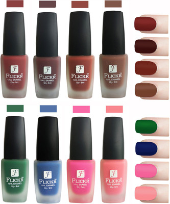

Flickr Velvet Matte Nail Polish Combo Reddish Maroon,Maroon,Nude,Brown,Green,Blue,Pink,Peach(Pack of 8)