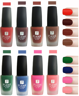 

Flickr Velvet Matte Nail Polish Combo Red,Maroon,Nude,Brown,Green,Blue,Pink,Peach,(Pack of 8)