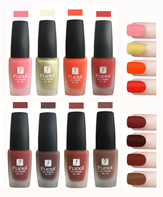 

Flickr Velvet Matte Nail Polish Combo Peach,Golden,Orange,Red,Reddish Maroon,Maroon,Nude,Brown(Pack of 8)