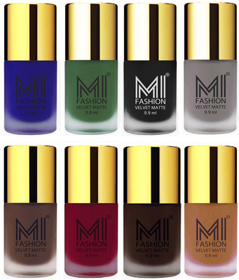 

MI Fashion Unique Velvet Matte Nail Polish Sets Cosmetics Nail Paint Royal Blue,Green,Black,Grey,Coffee,Mauve,Dark Brown,Dark Nude(Pack of 8)