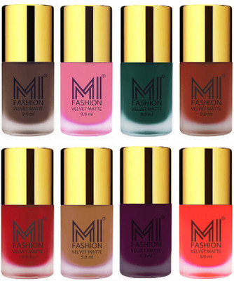 

MI Fashion Unique Velvet Matte Nail Polish Sets Cosmetics Nail Paint Coffee,Baby Pink,Dark Green,Cherry Red,Tomato Red,Dark Nude,Purple,Orange(Pack of 8)